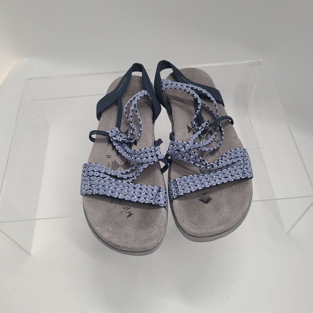 Skechers Women’s Size 8 Blue Slingback Reggae Slim Stretch Memory Foam Sandals